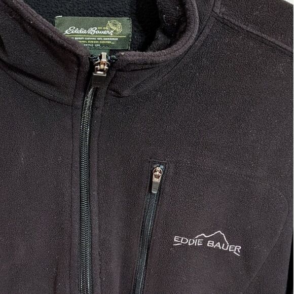 Eddie BAUER Half Zip Black Fleece Polartec Pull Size L @M - Picture 3 of 7